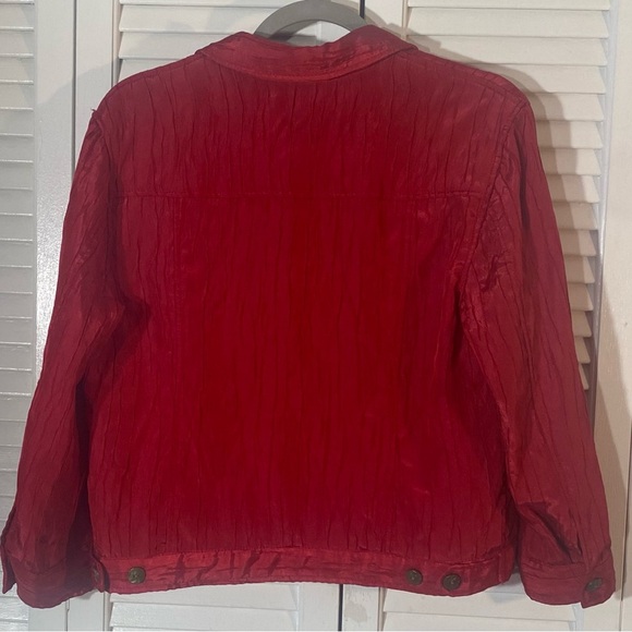 Ruby Rd Jacket Size 10 Red Textured Chest Pockets - Picture 6 of 8